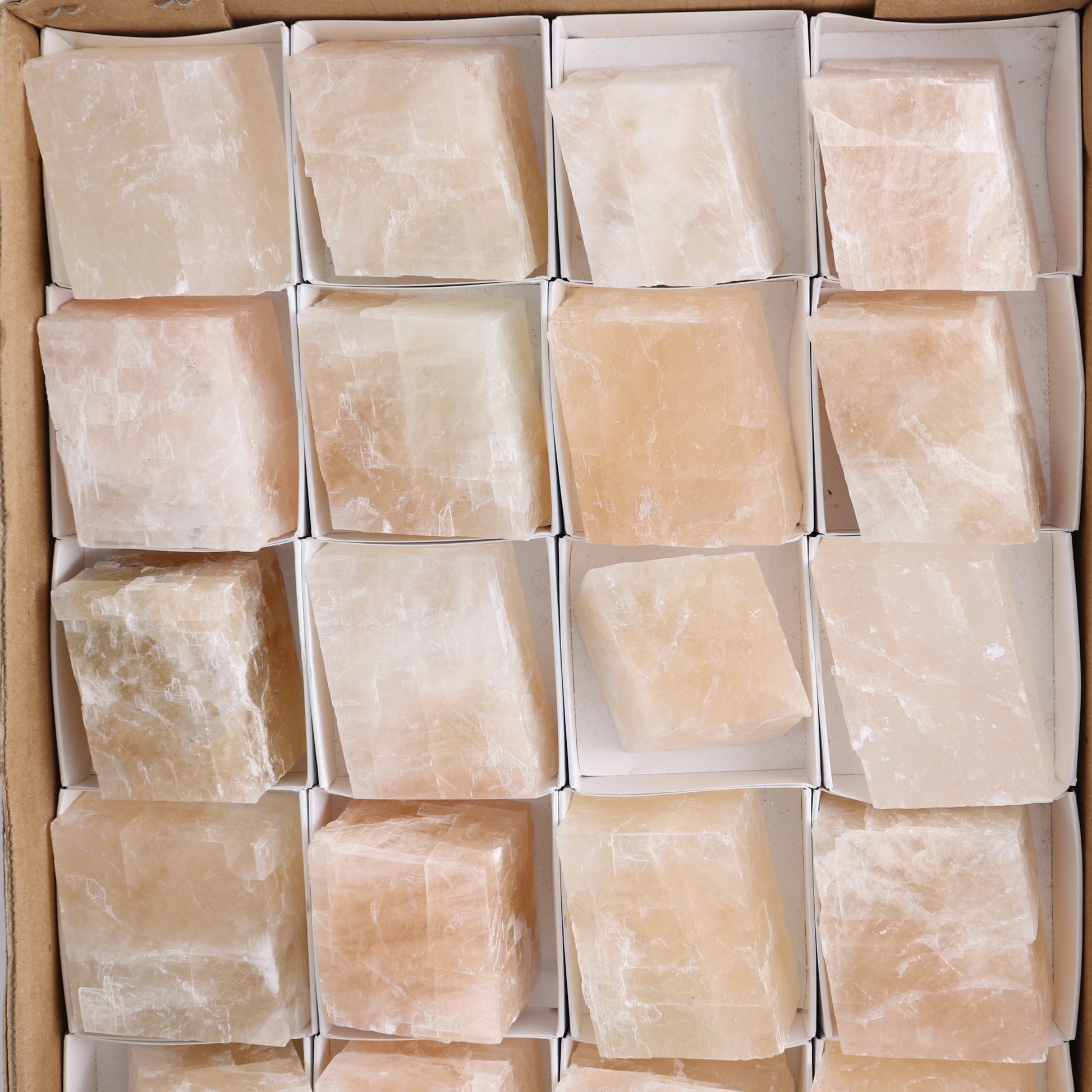 Pink Optical Calcite (Fluorescent) Set of 24 - Expert Wholesale and Supplier of Wholesale Crystals & Bulk Gemstones, ["Calcite","Mexico","Optical Calcite"]