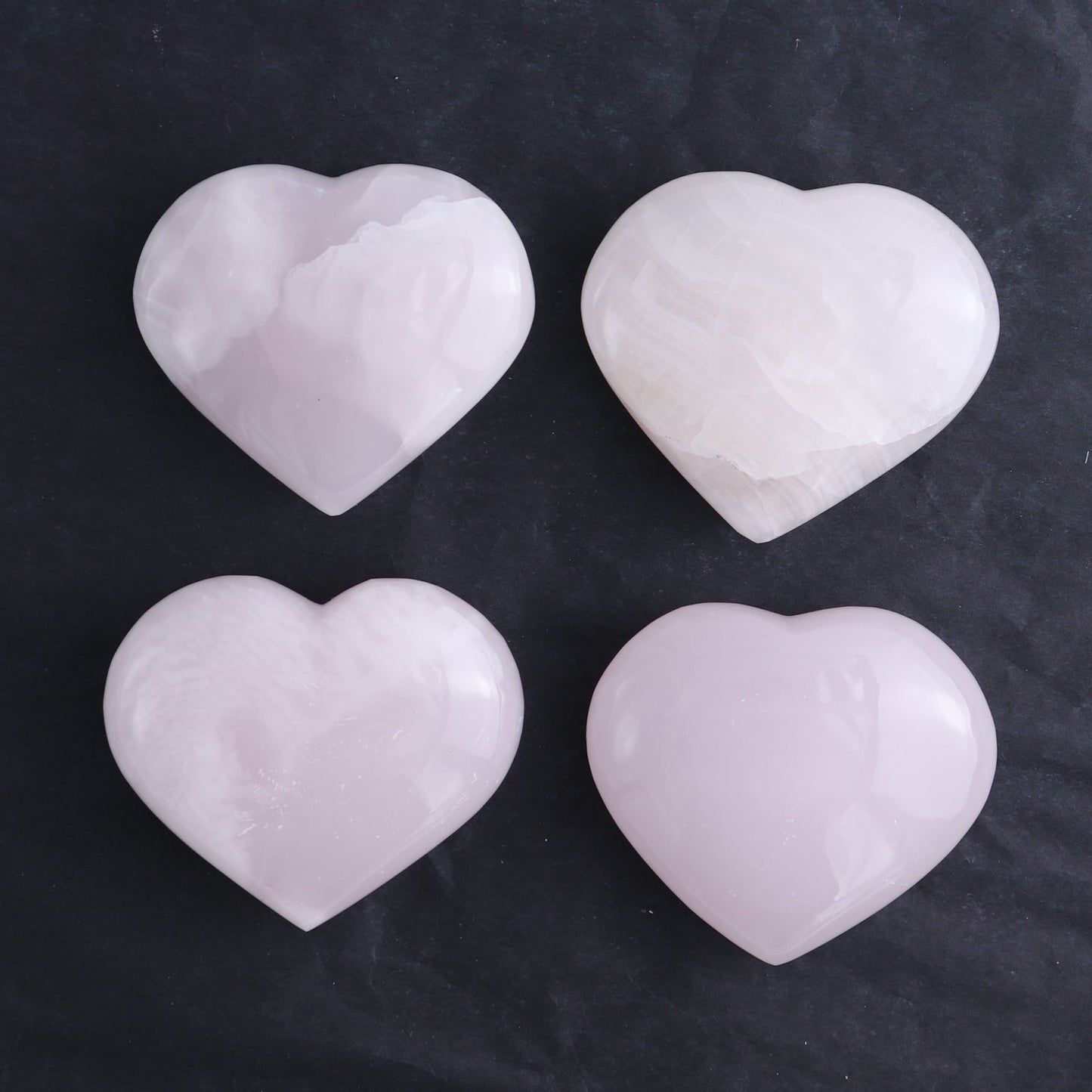 Pink Mangano Calcite Hearts Set of 12