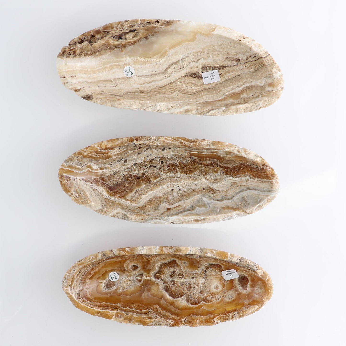 One Mexican Onyx/Calcite Porous Small Canoe Bowl