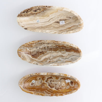 One Mexican Onyx/Calcite Porous Small Canoe Bowl