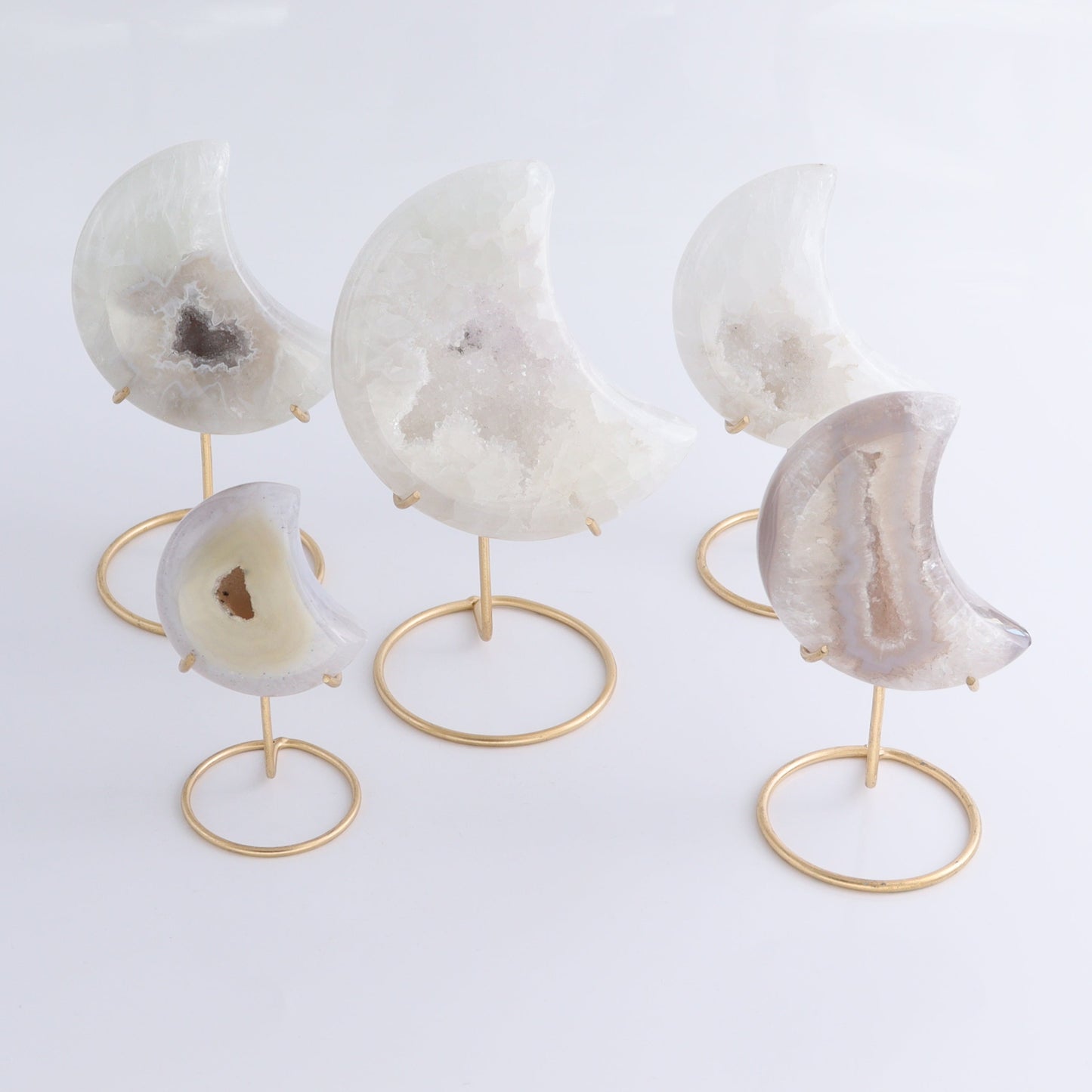 Agate Moons with Stand Set of 5 - Expert Wholesale and Supplier of Wholesale Crystals & Bulk Gemstones, ["Agate","Brazil","moons"]