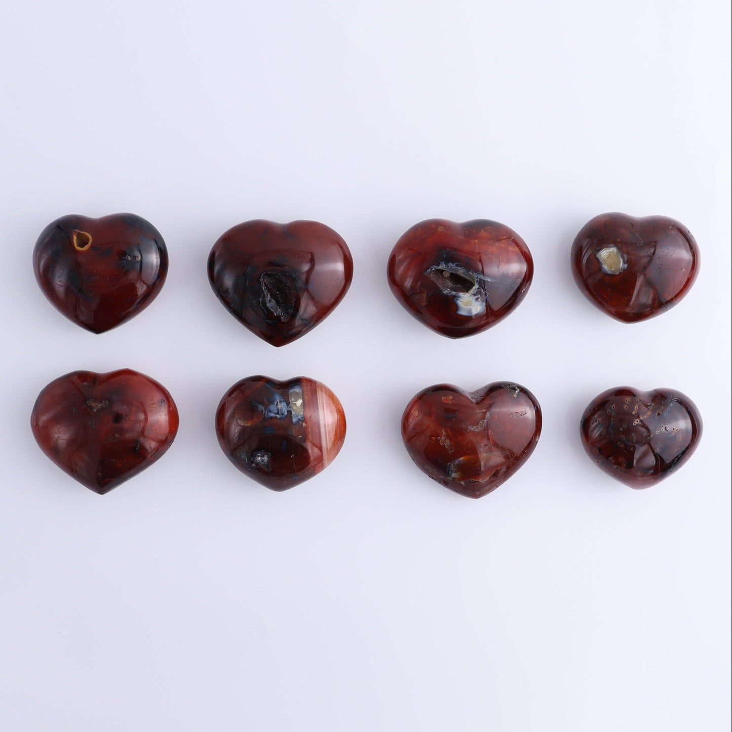 Carnelian Hearts Set of 8 - Expert Wholesale and Supplier of Wholesale Crystals & Bulk Gemstones, ["carnelian","Hearts","Madagascar"]