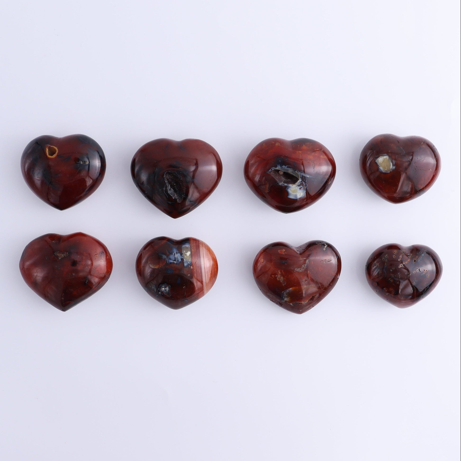 Carnelian Hearts Set of 8 - Expert Wholesale and Supplier of Wholesale Crystals & Bulk Gemstones, ["carnelian","Hearts","Madagascar"]