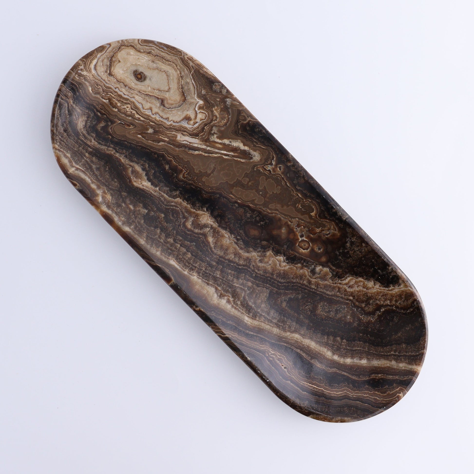 One Chocolate Onyx Oval Dish - Expert Wholesale and Supplier of Wholesale Crystals & Bulk Gemstones, ["Catalog Onyx","Chocolate Calcite","Decorative Dish","Mexico","onyx","Oval Dish"]