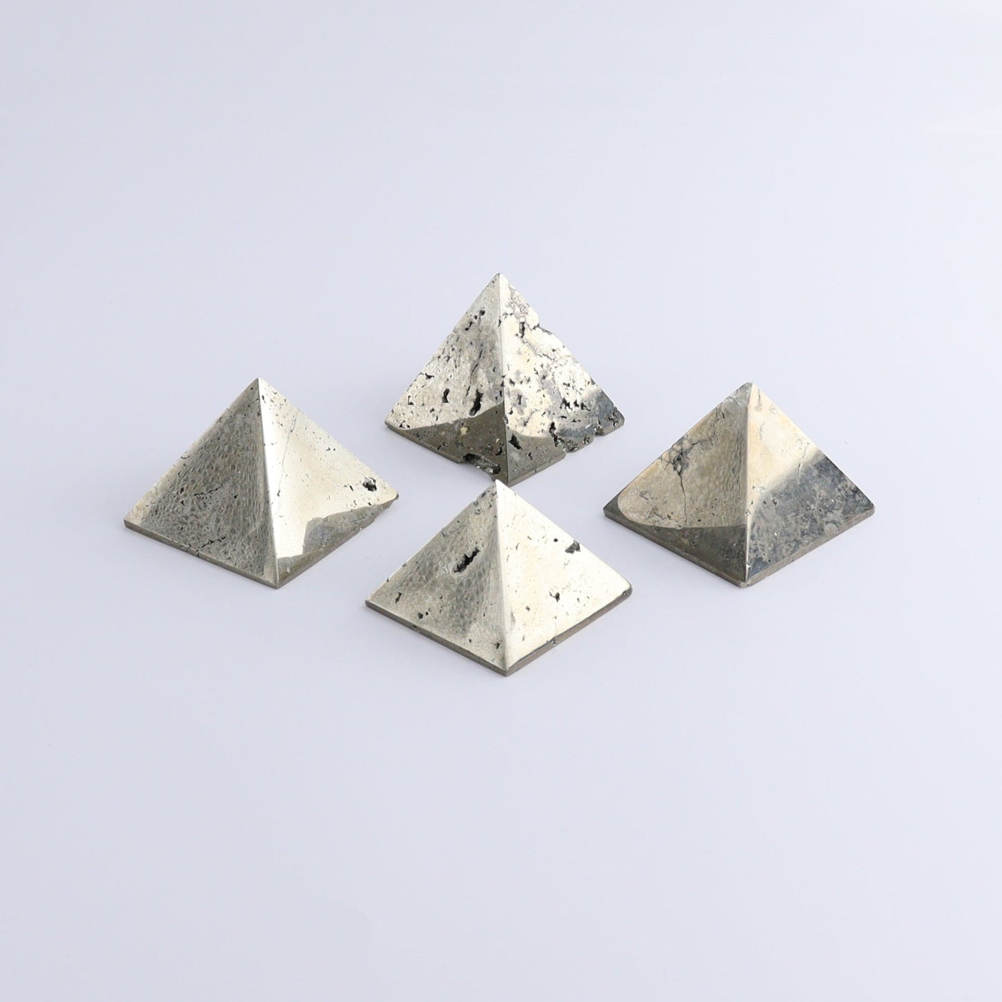 Pyrite Pyramids Set of 4 - Expert Wholesale and Supplier of Wholesale Crystals & Bulk Gemstones, ["Pyramids","Pyrite"]