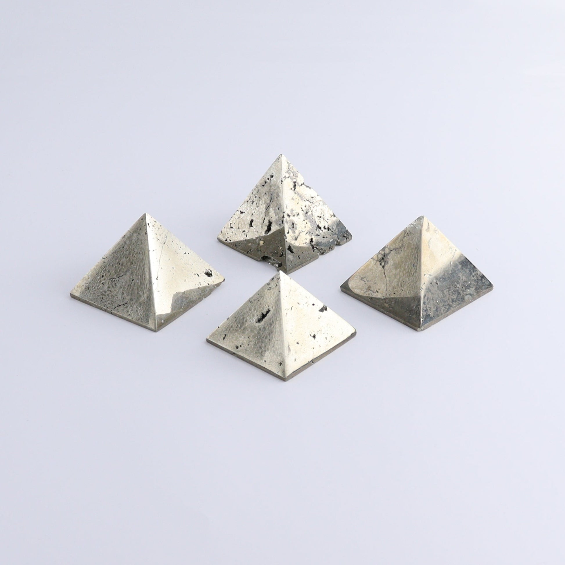 Pyrite Pyramids Set of 4 - Expert Wholesale and Supplier of Wholesale Crystals & Bulk Gemstones, ["Pyramids","Pyrite"]
