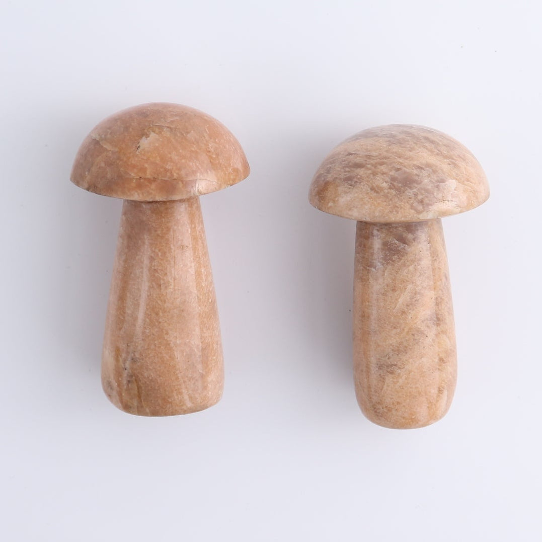 Peach Moonstone Mushrooms Set of 7
