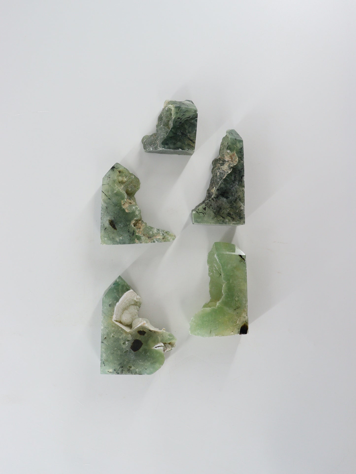 Semi Polished Prehnite Freeforms Set of 5