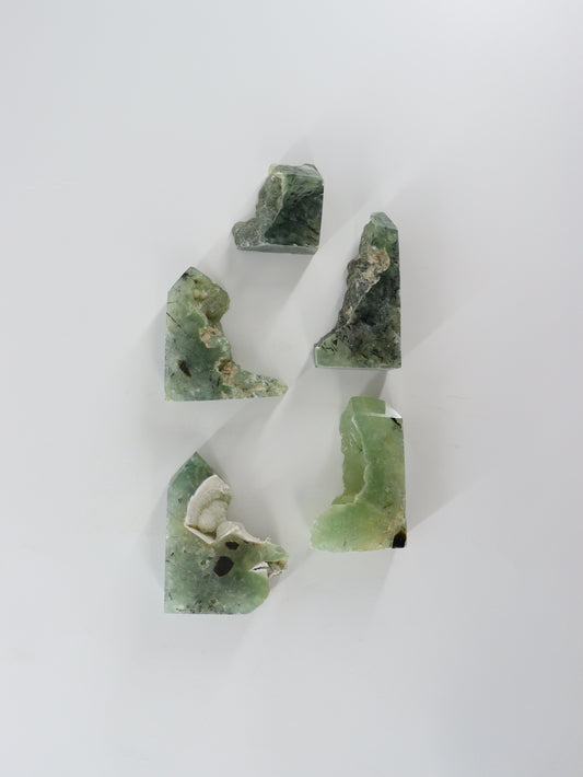 Semi Polished Prehnite Freeforms Set of 5