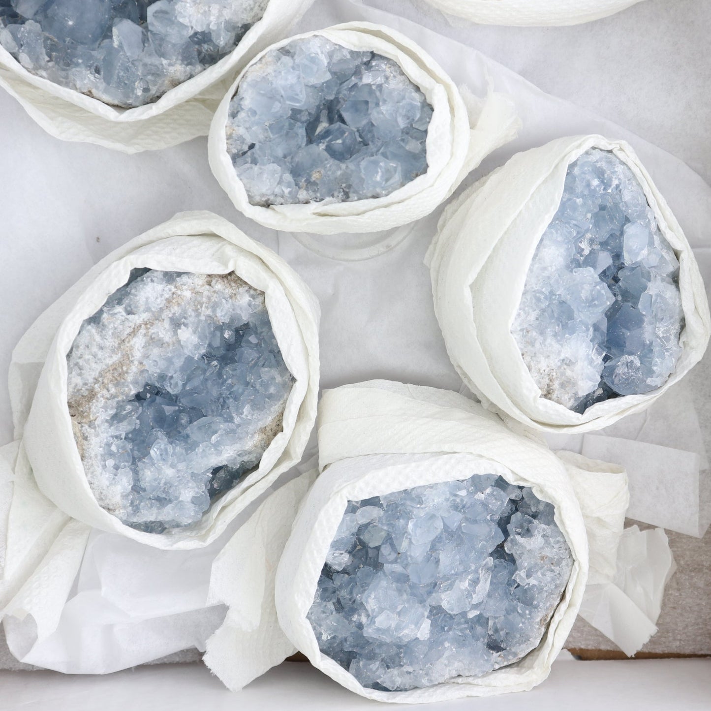 Celestite Clusters Set of 6