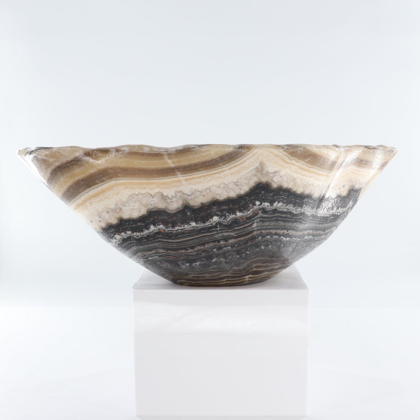Mexican Onyx/Calcite Bowl (L) 20" x (W) 15" x (H) 7"