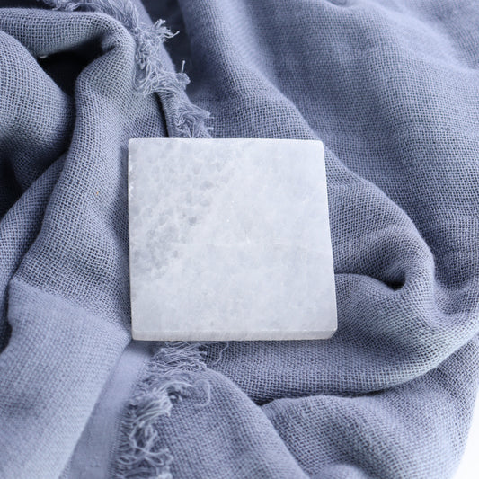 One Selenite (Satin Spar) Square Plate 7 cm - Expert Wholesale and Supplier of Wholesale Crystals & Bulk Gemstones, ["close_30","Morocco","Selenite","Square"]