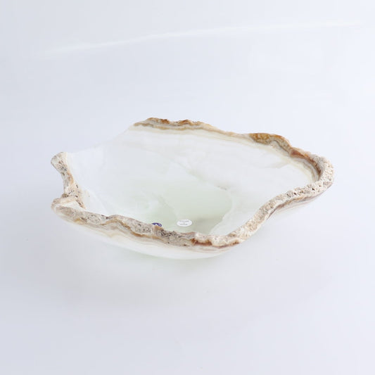 One Bowl Mexican Onyx/Calcite White & Honey Stone Edge