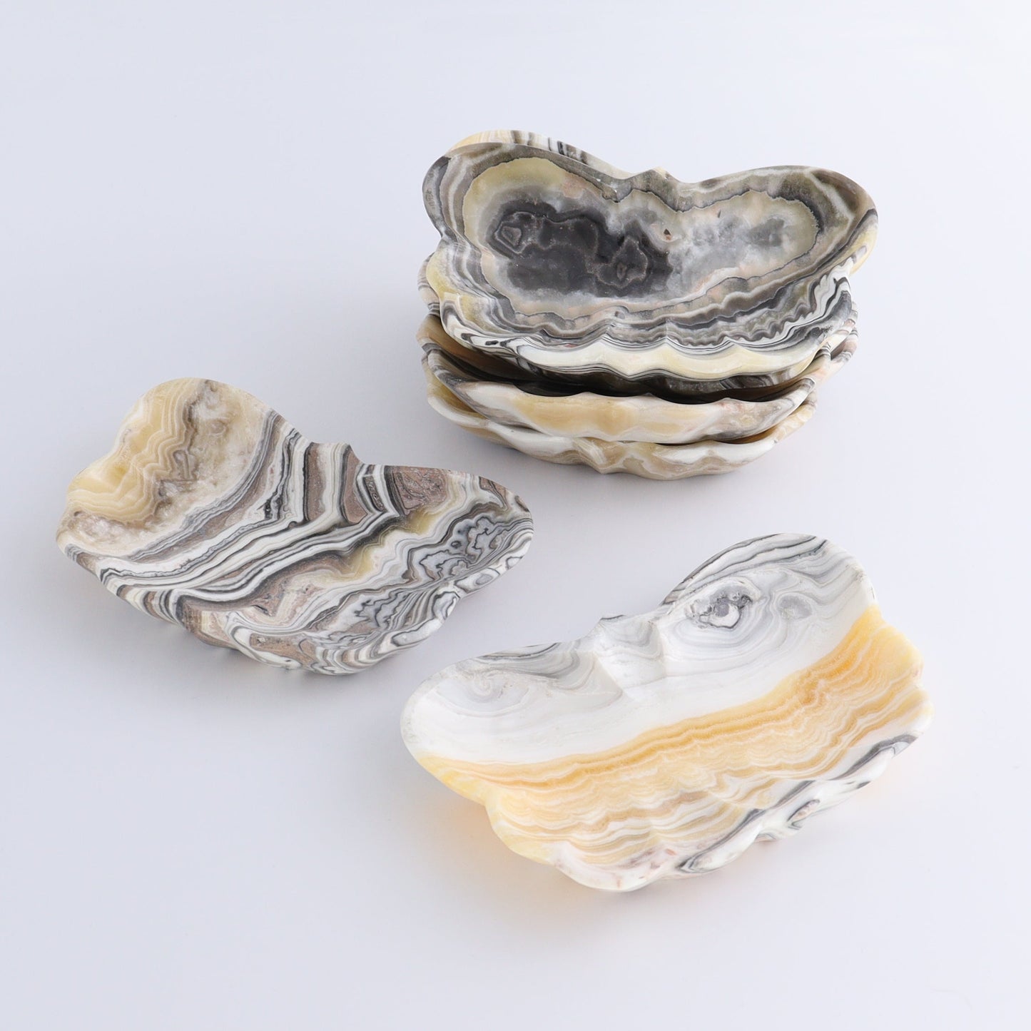Zebra Onyx Butterfly Bowls Set of 6 - Expert Wholesale and Supplier of Wholesale Crystals & Bulk Gemstones, ["Bowls","Mexico","onyx"]