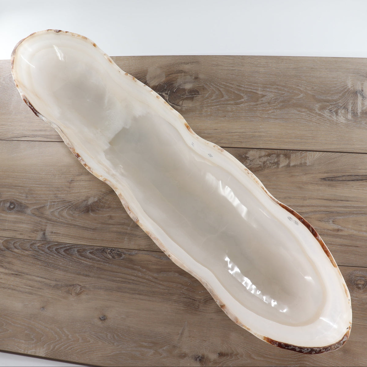 Mexican Onyx/Calcite Canoe Bowl 35"