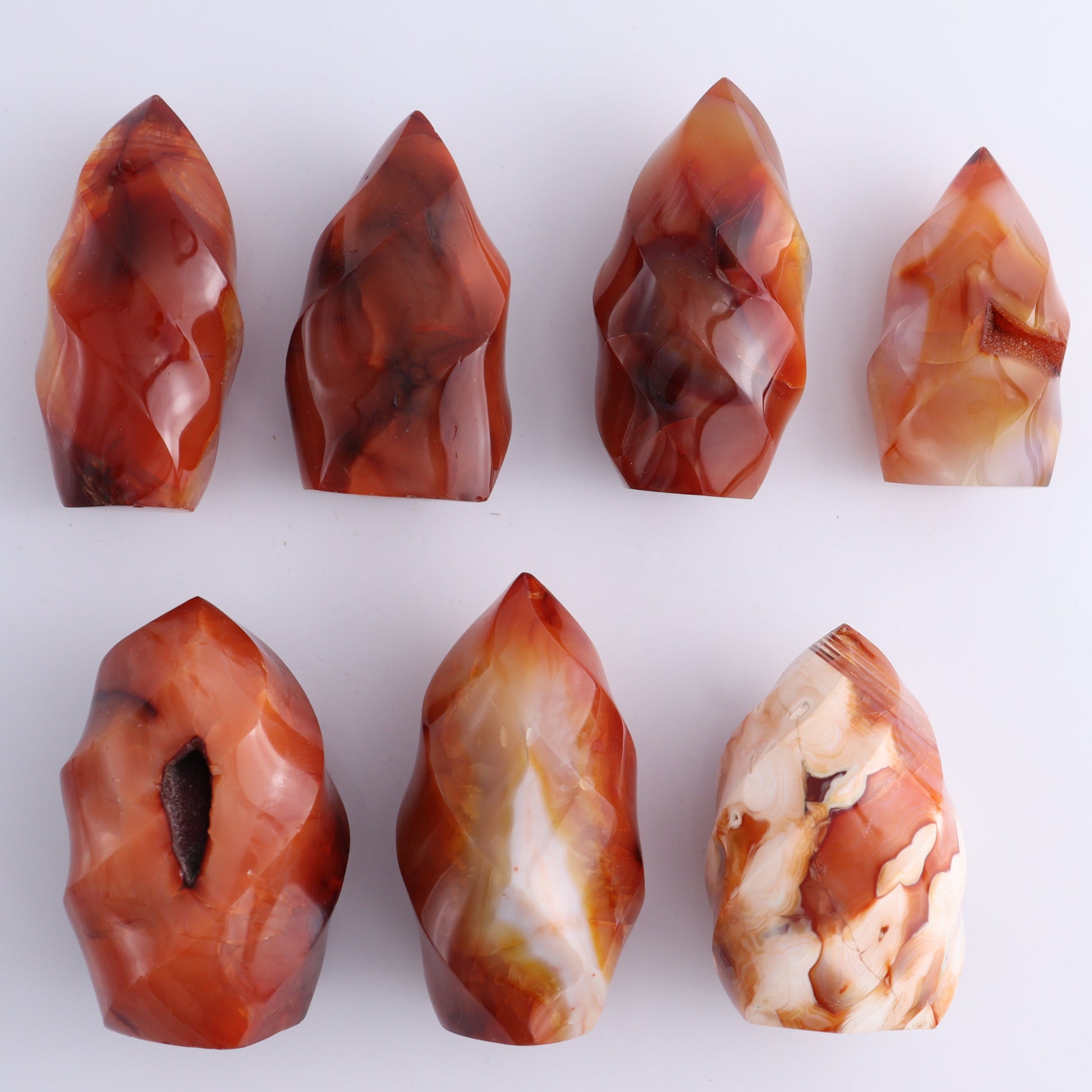Carnelian Flames Set of 7 - Expert Wholesale and Supplier of Wholesale Crystals & Bulk Gemstones, ["carnelian","flames","Madagascar"]