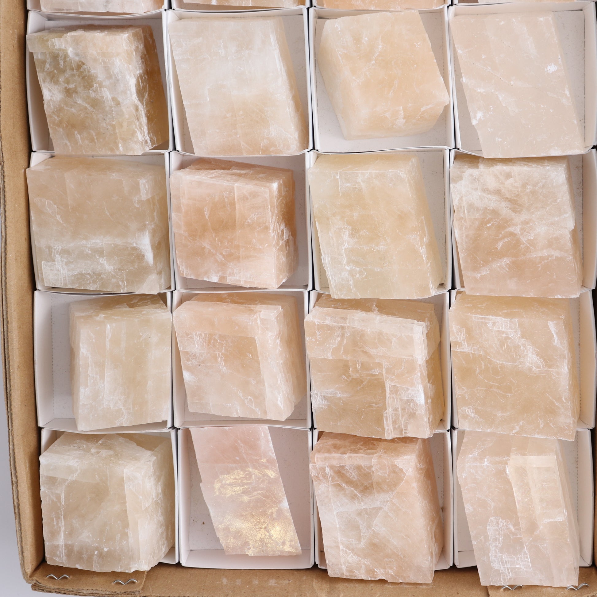 Pink Optical Calcite (Fluorescent) Set of 24 - Expert Wholesale and Supplier of Wholesale Crystals & Bulk Gemstones, ["Calcite","Mexico","Optical Calcite"]