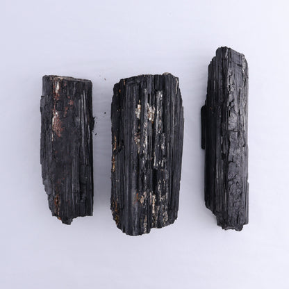 Black Tourmaline Log Set of 3 - Expert Wholesale and Supplier of Wholesale Crystals & Bulk Gemstones, ["Black Tourmaline","logs","Madagascar","Rough","Tourmaline"]