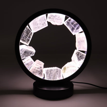 One Selenite Round Lamp