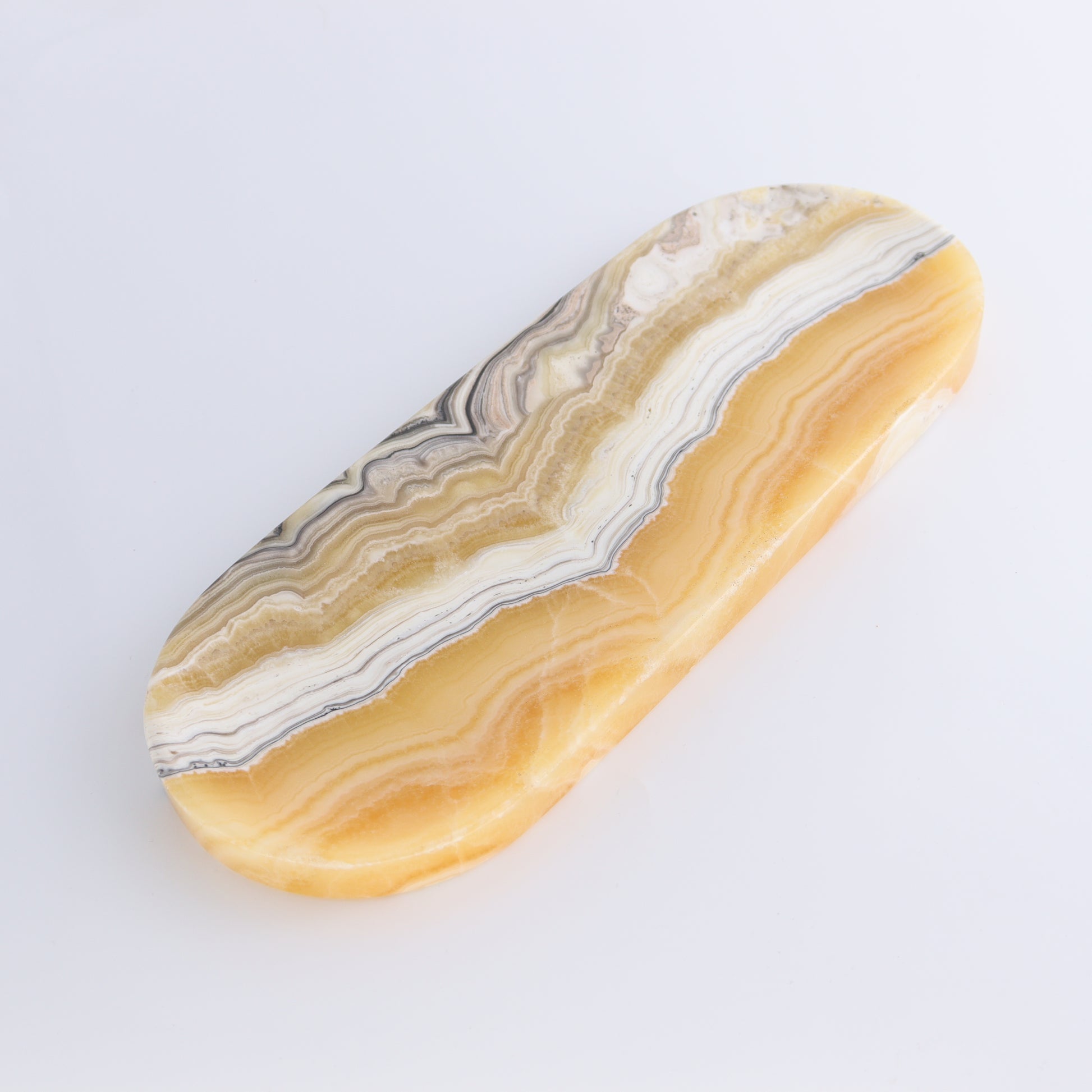 One Zebra Yellow/Orange Onyx Oval Dish - Expert Wholesale and Supplier of Wholesale Crystals & Bulk Gemstones, ["Catalog Onyx","Decorative Dish","Mexico","onyx","Oval Dish"]