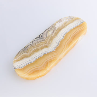 One Zebra Yellow/Orange Onyx Oval Dish - Expert Wholesale and Supplier of Wholesale Crystals & Bulk Gemstones, ["Catalog Onyx","Decorative Dish","Mexico","onyx","Oval Dish"]