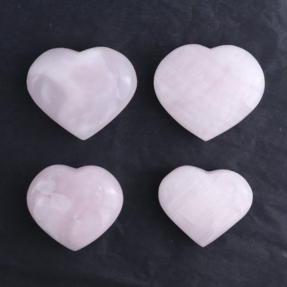 Pink Mangano Calcite Hearts Set of 12