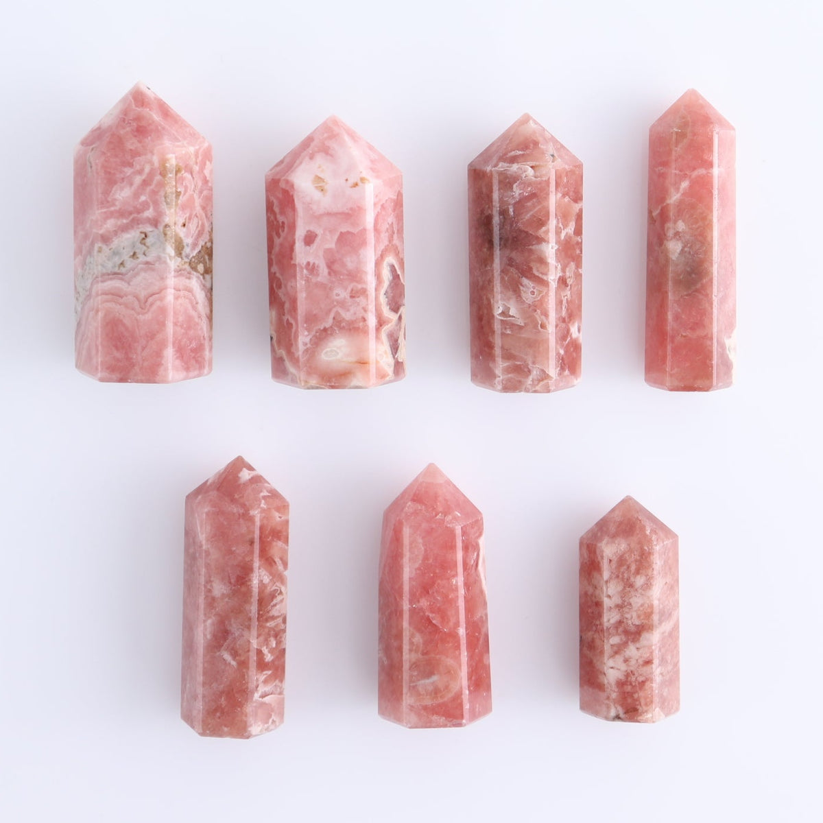 Rhodochrosite Towers Set of 7