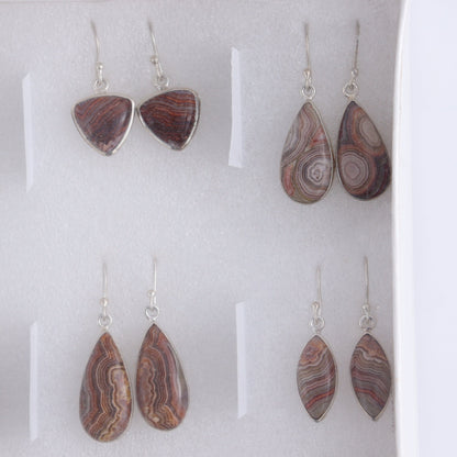 Crazy Lace Agate Earrings Pairs of 9 - Expert Wholesale and Supplier of Wholesale Crystals & Bulk Gemstones, ["close_50","Crazy Lace Agate","earrings","India","sterling silver"]