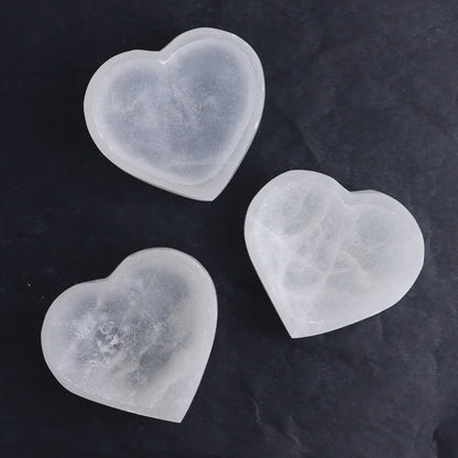 One Selenite (Satin Spar) Heart Bowl - Expert Wholesale and Supplier of Wholesale Crystals & Bulk Gemstones, ["bowl","Bowls","Hearts","Morocco","Selenite"]
