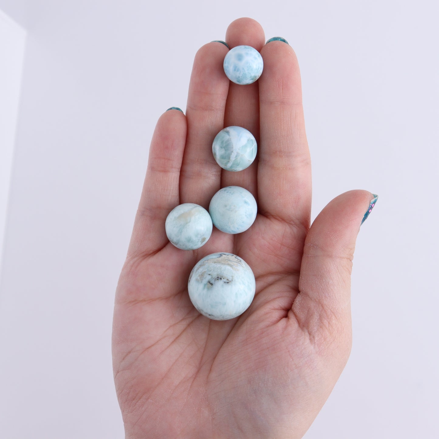 Larmiar Spheres Set of 10 - Expert Wholesale and Supplier of Wholesale Crystals & Bulk Gemstones, ["Larimar","Spheres"]