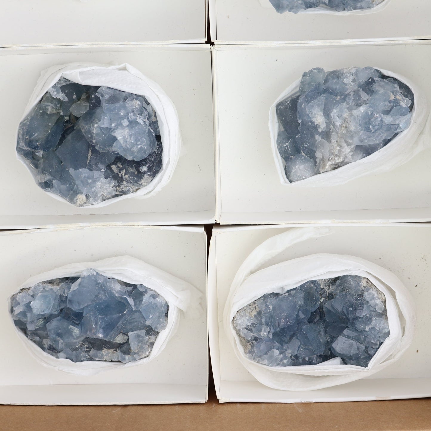 Celestite Clusters Set of 8