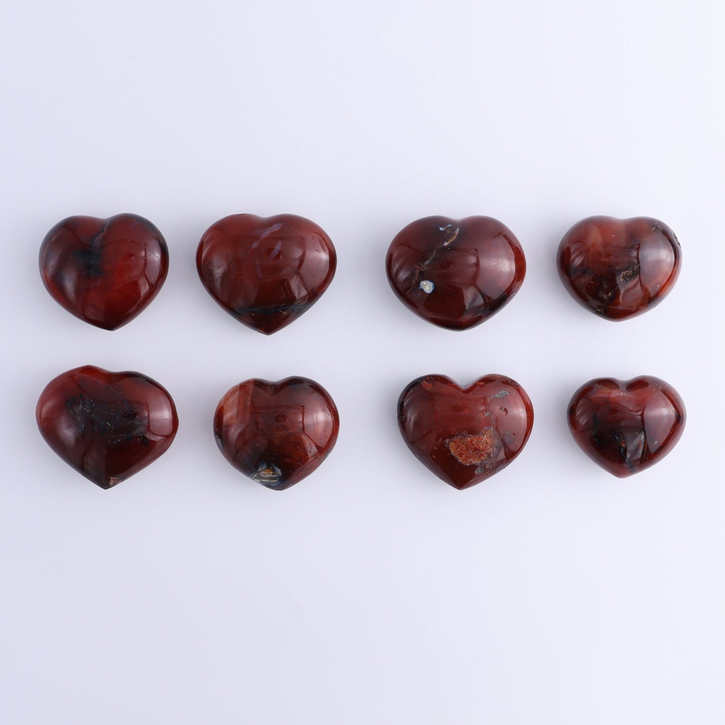 Carnelian Hearts Set of 8 - Expert Wholesale and Supplier of Wholesale Crystals & Bulk Gemstones, ["carnelian","Hearts","Madagascar"]