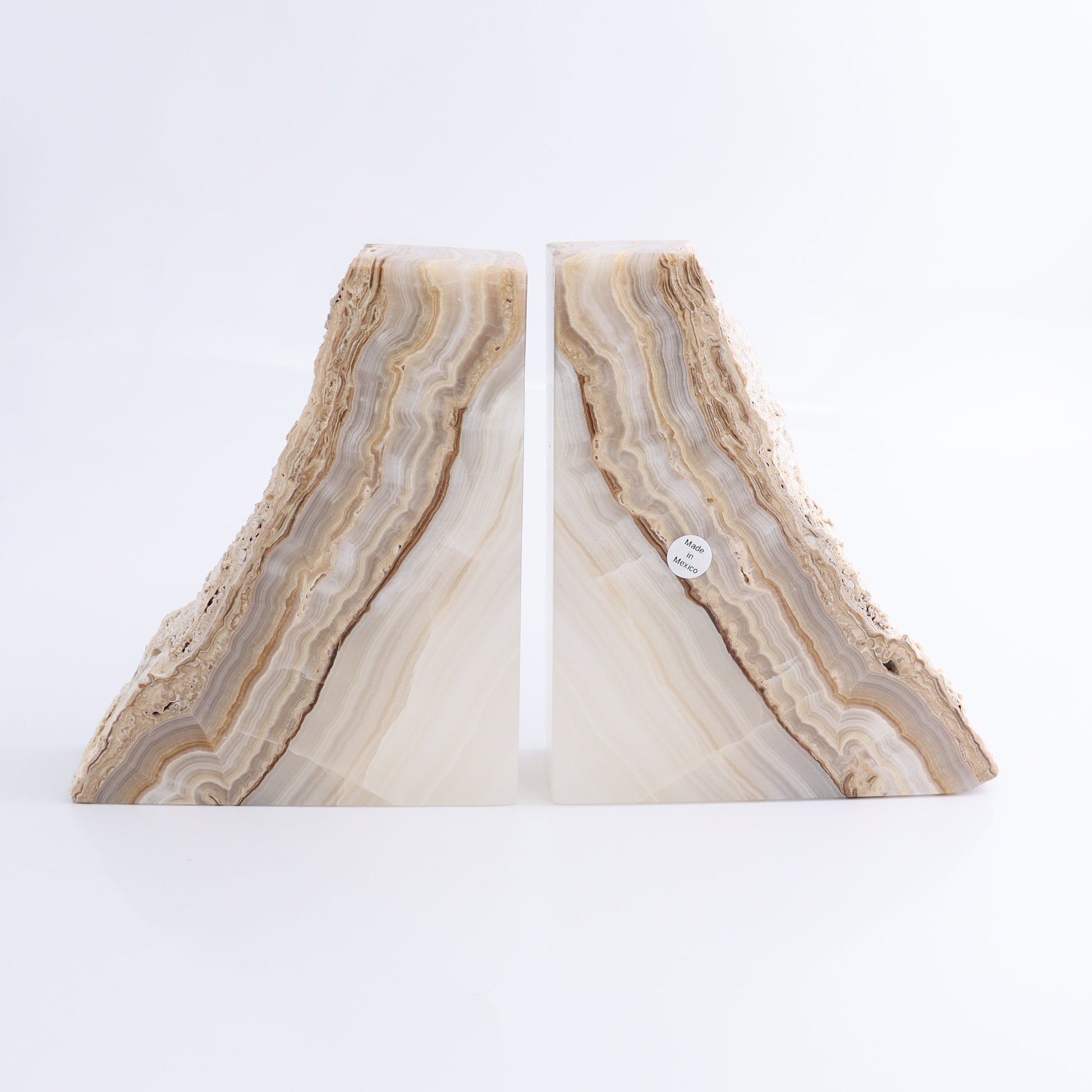 One Pair of Mexican Onyx/Calcite White & Honey Rough Bookend - Expert Wholesale and Supplier of Wholesale Crystals & Bulk Gemstones, ["Bookends","Calcite","Catalog Onyx","Mexico","onyx"]