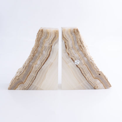 One Pair of Mexican Onyx/Calcite White & Honey Rough Bookend - Expert Wholesale and Supplier of Wholesale Crystals & Bulk Gemstones, ["Bookends","Calcite","Catalog Onyx","Mexico","onyx"]