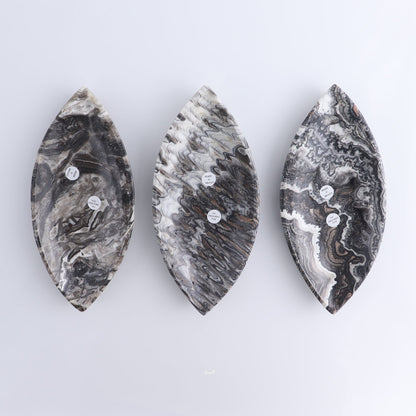 One Large Mexican Onyx/Calcite Black & White Zebra Leaf Dish