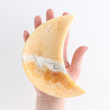 One Mexican Onyx/Calcite Orange Moon Dish