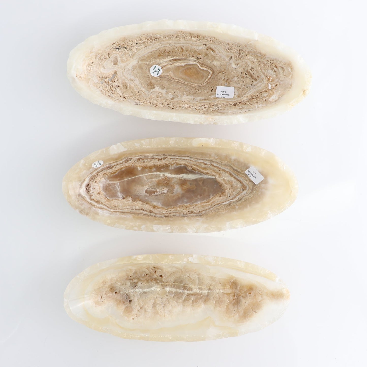 One Mexican Onyx/Calcite Porous Small Canoe Bowl