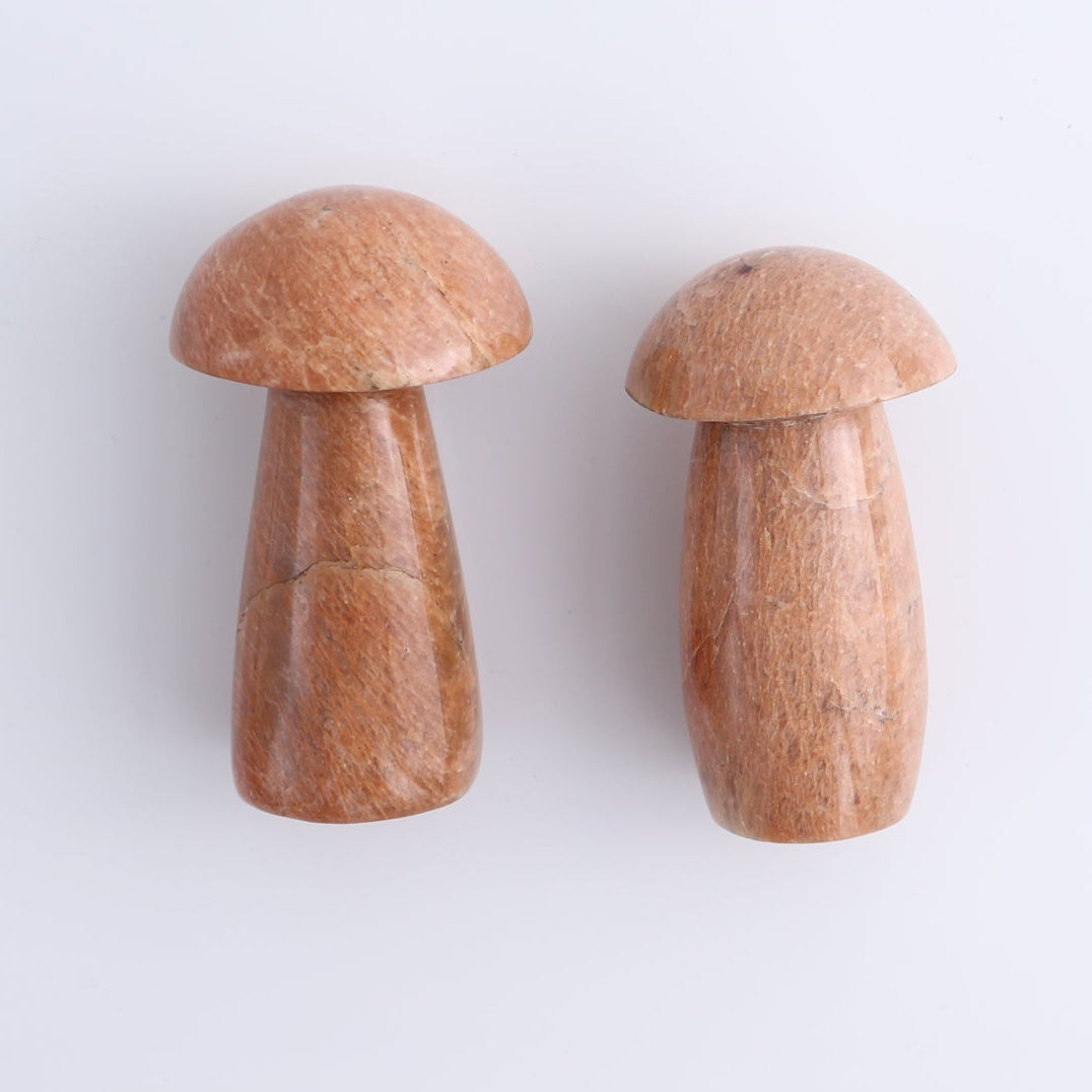 Peach Moonstone Mushrooms Set of 7