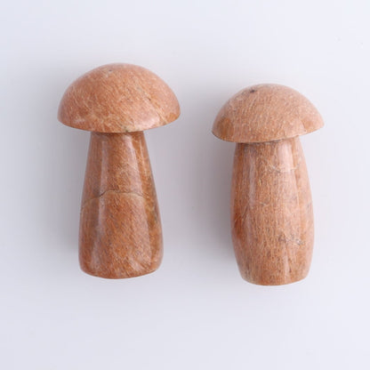 Peach Moonstone Mushrooms Set of 7