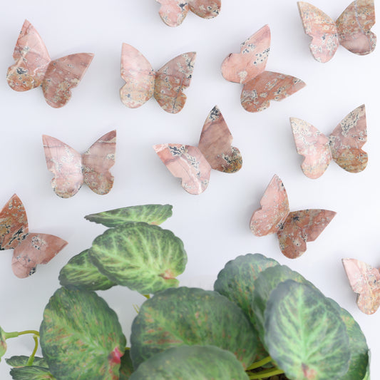 One Pink Dendritic Agate Butterfly
