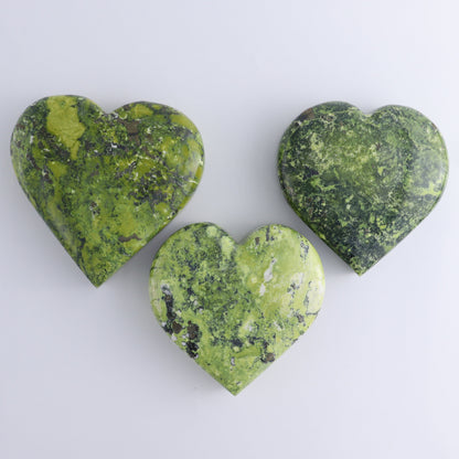 Serpentine with Pyrite Hearts Set of 3 - Expert Wholesale and Supplier of Wholesale Crystals & Bulk Gemstones, ["Hearts","Peru","serpentine"]