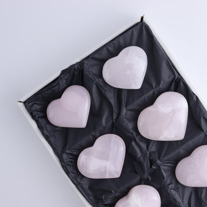 Pink Mangano Calcite Hearts Set of 6 - Expert Wholesale and Supplier of Wholesale Crystals & Bulk Gemstones, ["Calcite","Hearts","Madagascar","Pink Calcite"]