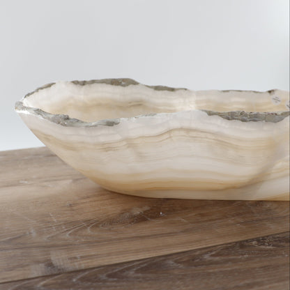 Mexican Onyx/Calcite Canoe Bowl 23"