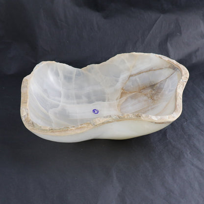 One Bowl Mexican Onyx/Calcite White & Honey Stone Edge