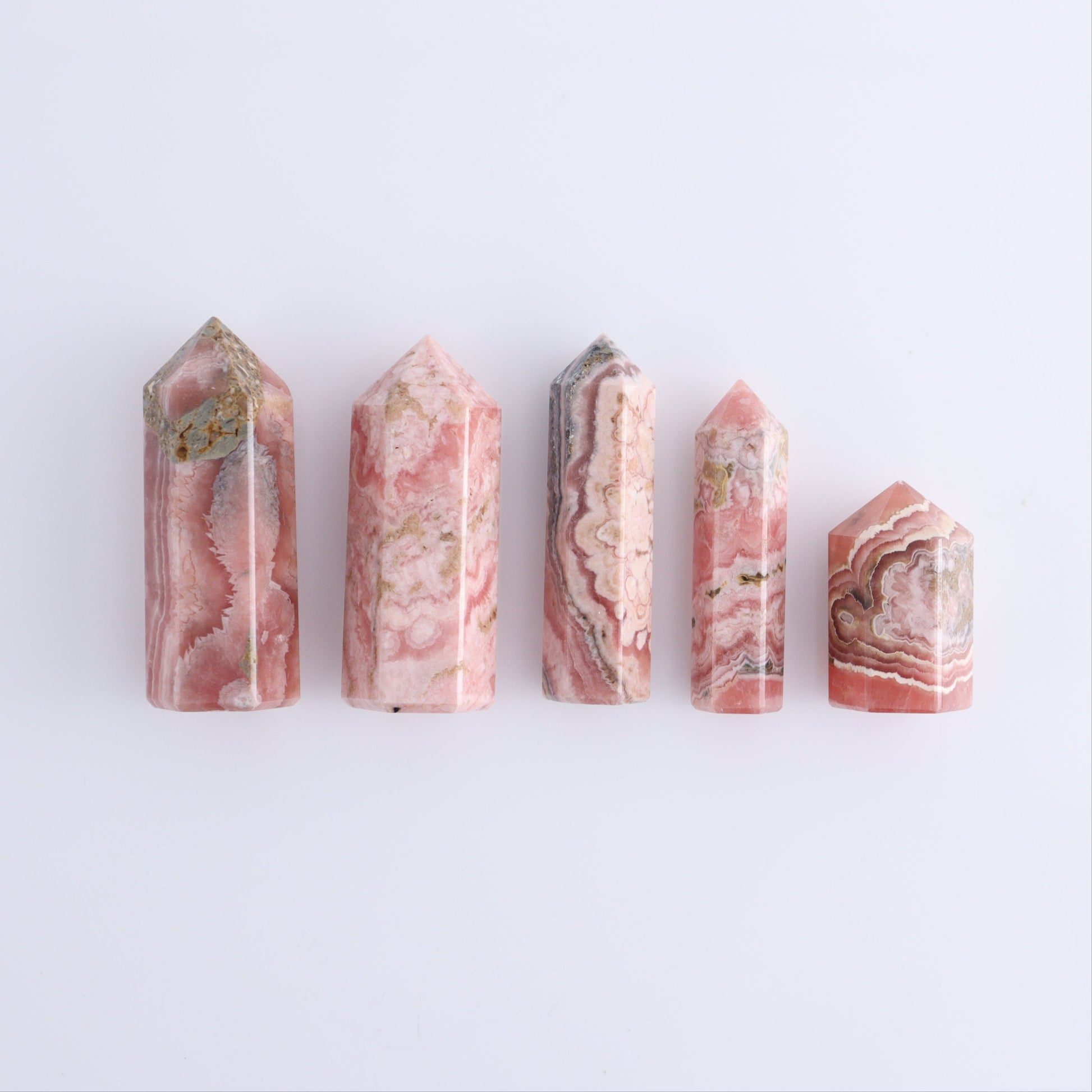 Rhodochrosite Towers Set of 5 - Expert Wholesale and Supplier of Wholesale Crystals & Bulk Gemstones, ["Argentina","Rhodochrosite","Towers"]