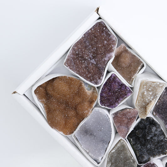 Uruguay Rainbow Amethyst Clusters Flat of 14