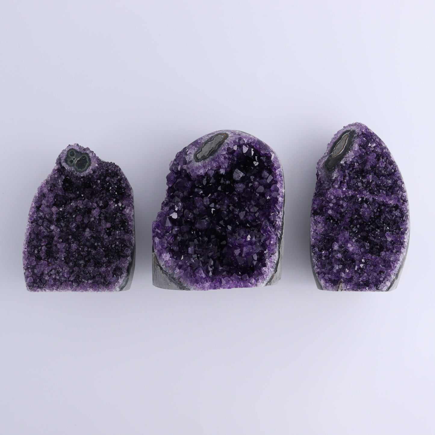Uruguay Amethyst Cut Base Set of 3 - Expert Wholesale and Supplier of Wholesale Crystals & Bulk Gemstones, ["Amethyst","Cut Base","Uruguay"]