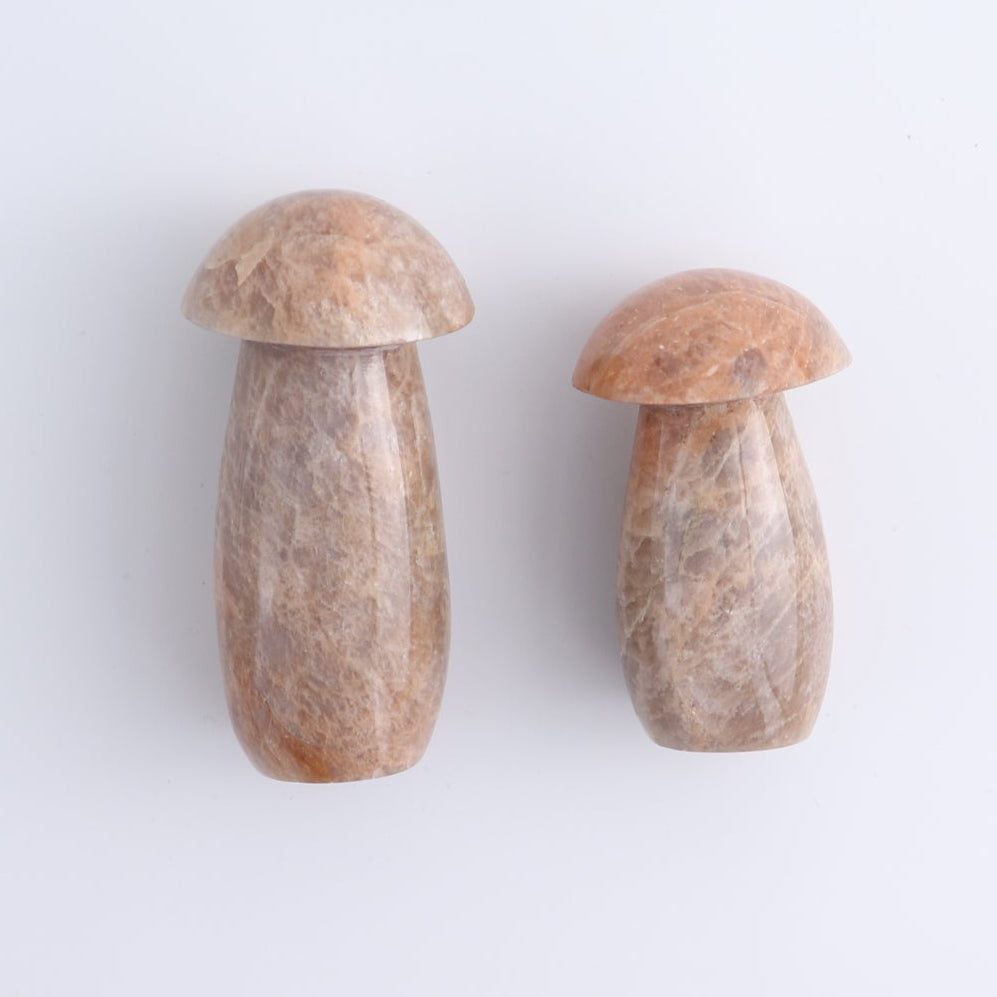 Peach Moonstone Mushrooms Set of 7