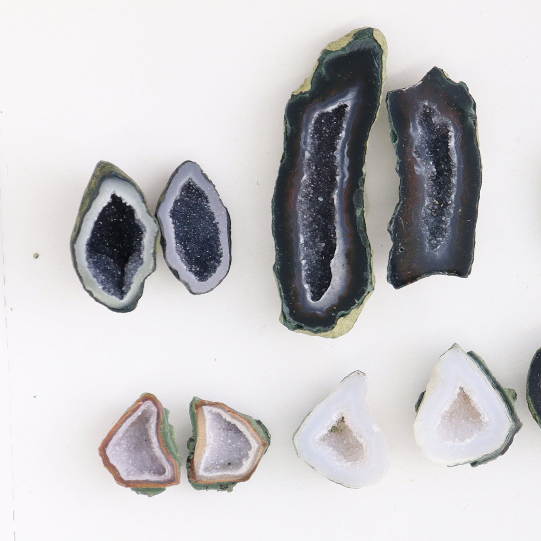 Tabasco Geodes 9 Pairs - Expert Wholesale and Supplier of Wholesale Crystals & Bulk Gemstones, ["Geodes","Tabasco Geode"]