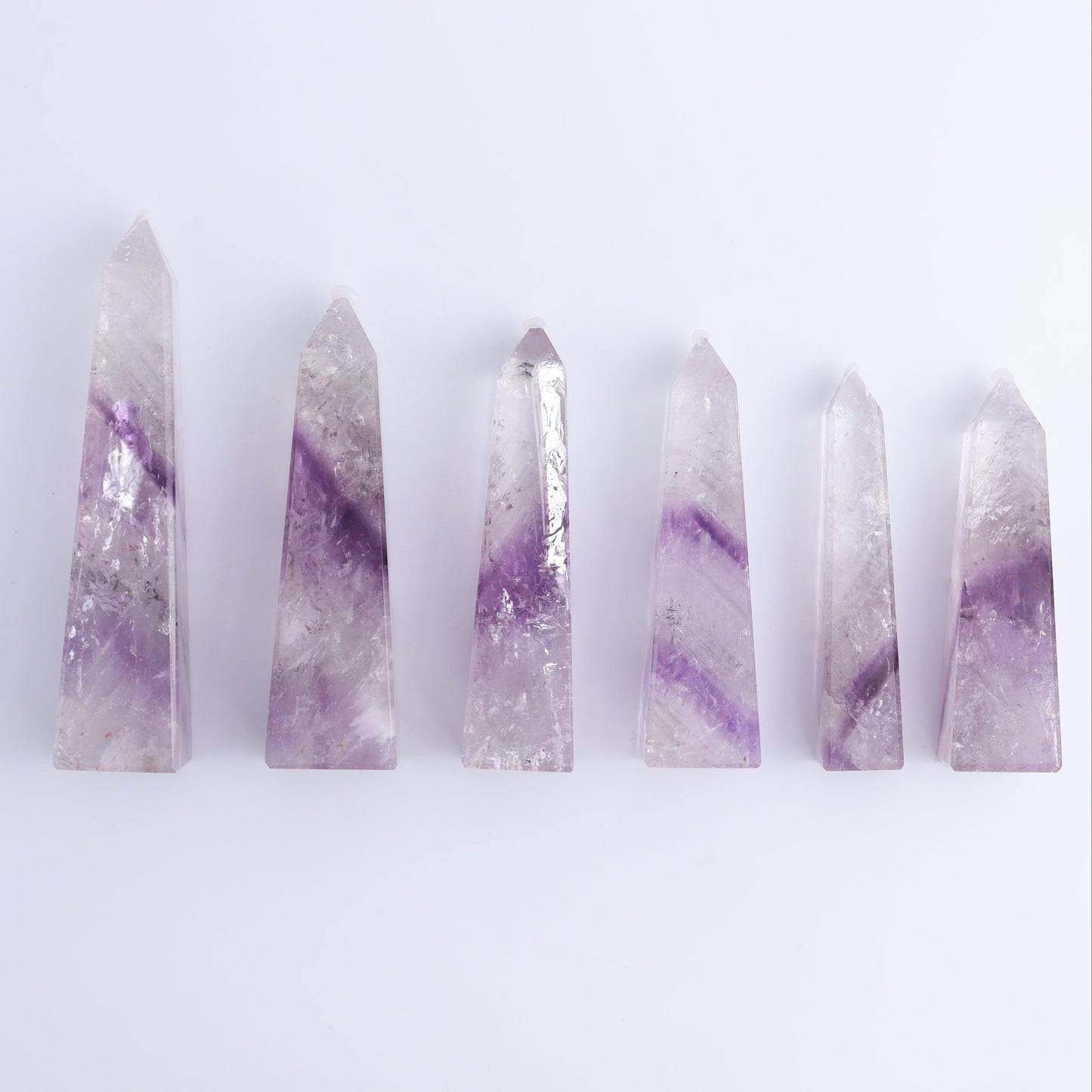 Amethyst Obelisks Set of 6 - Expert Wholesale and Supplier of Wholesale Crystals & Bulk Gemstones, ["Amethyst","Brazil","Obelisk"]